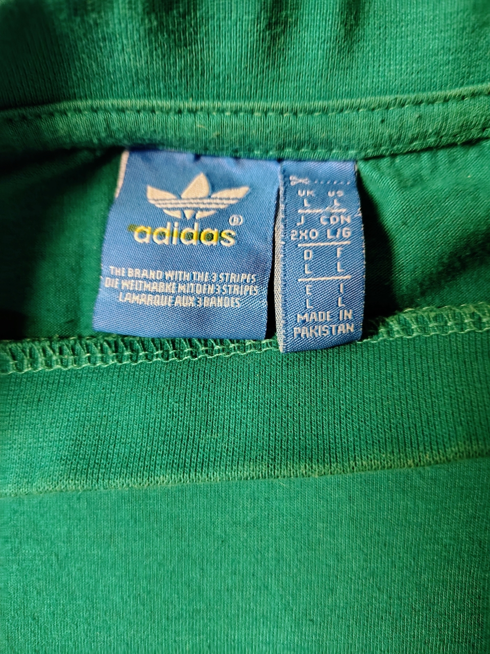 Vintage Adidas Trefoil T Shirt Large Teal Green 3 Stripe Sleeve Blue Tag - Picture 5 of 5